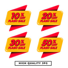 bundle Sale labels design Discount tags collection with percent set, 10, 20, 30, 50 Red, yellow