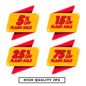 bundle Sale labels design Discount tags collection with percent set, 5, 15, 25, 75 red, yellow