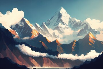 breathtaking picture of the Himalayas in the mist Generative AI - obrazy, fototapety, plakaty