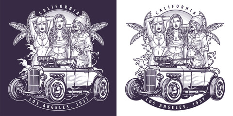 Girls car enthusiasts monochrome flyer