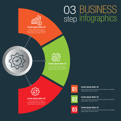 Circle chart infographic template with 3 options for presentations, advertising, layouts, annual reports
