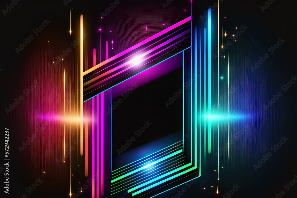 Poster the shining neon banner. multi-colored bright framework. design element. abstract background. genera