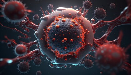 Antibodies in the human body are swallowing the virus. AI technology generated image