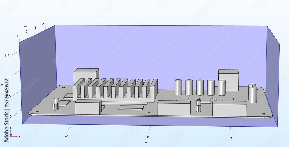 Poster computer modeling of a printed circuit board using a computer aided design system. pcb model in the 