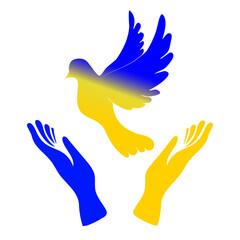Dove of peace. The concept of peace in Ukraine, the color of the flag of Ukraine