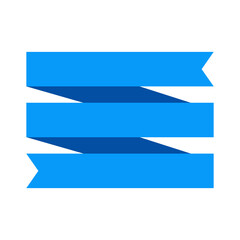 Blue ribbon for design, discount offer and gift. Retro style. Flat ribbon illustration.