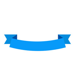 Blue ribbon for design, discount offer and gift. Retro style. Flat ribbon illustration.