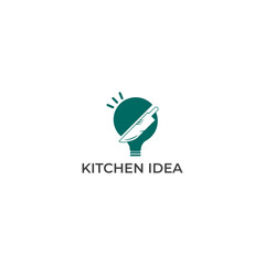 ILLUSTRATION IDEA LAMP CONCEPT WITH KNIFE, KITCHEN RESTAURANT LOGO DESIGN VECTOR FOR YOUR BUSINESS