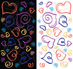 Vector ilustration off icon love, Hearts, make to background ilustration for valentine day. And greeting cards, colorful, black and white, greyscale, and simpel background. 