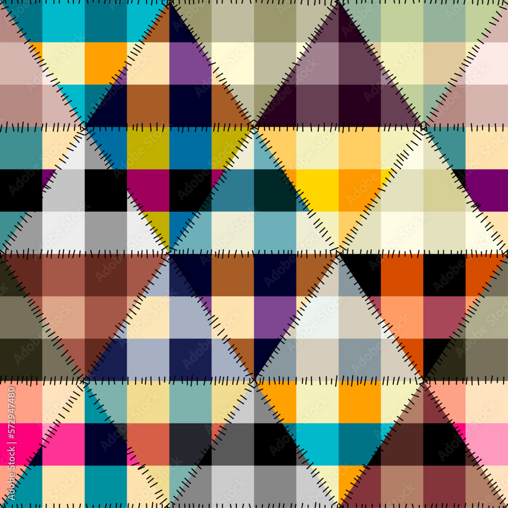 Poster Patchwork textile pattern. Seamless quilting design background.