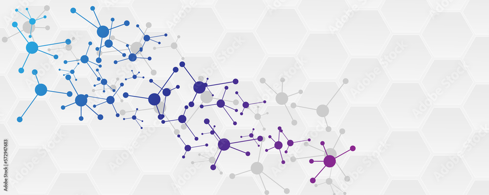 Poster abstract hexagonal background neural network of dna scientific research concept