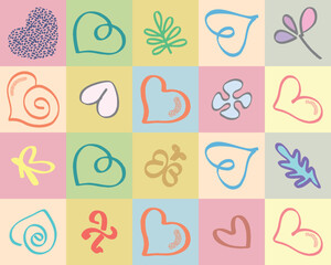 Vector ilustration off icon love, Hearts, make to background ilustration for valentine day. And greeting cards, colorful, black and white, greyscale, and simpel background. 