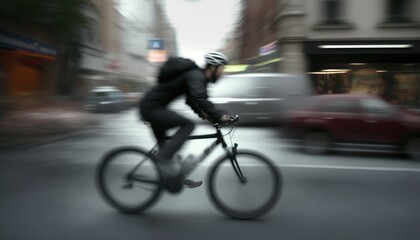 Fototapeta na wymiar Fast cycling in the city, blur background, generative ai