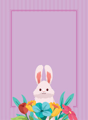 spring rabbit and flowers
