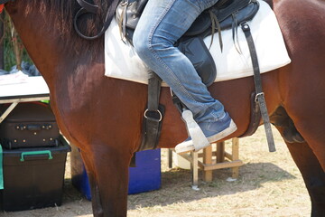 human foot riding a horse