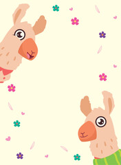 two llamas and flowers