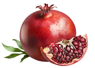Delicious pomegranate fruit cut out. Based on Generative AI