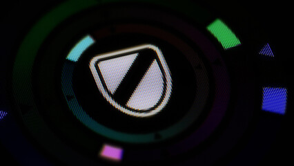 The shield icon in the screen. 3D illustration.