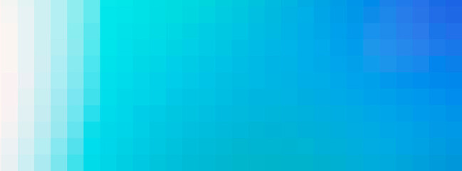 Long banner. gradient background - soft blue shades. pixel mosaic tile. copy space.
