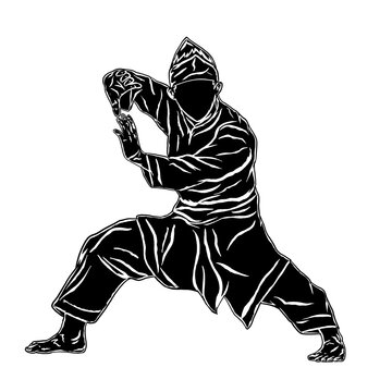 silhouette pencak silat fighter