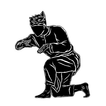 silhouette pencak silat fighter