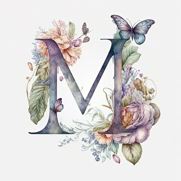 monogram floral letter m