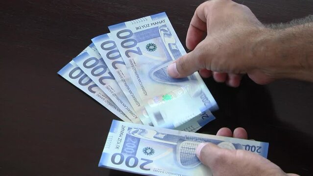 The monetary unit of Azerbaijan is the manat. 200 manat banknote