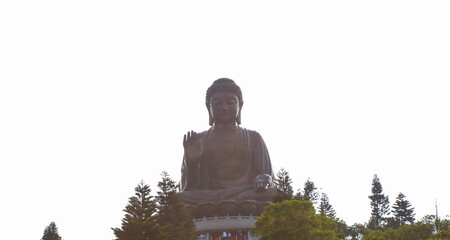 Statue of buddhist monk located on the mountain