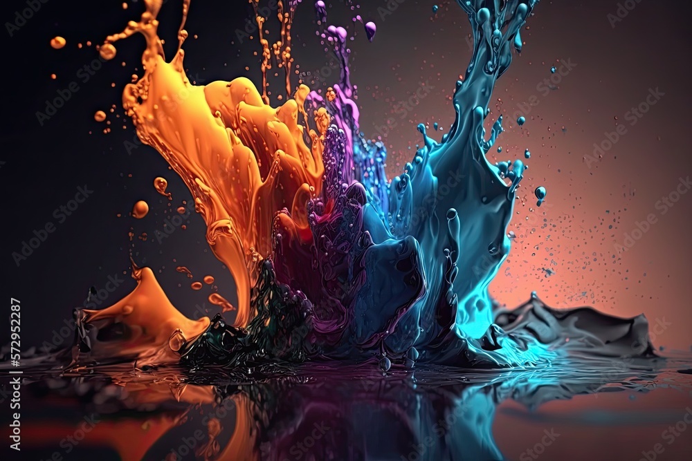 Poster abstract colorful water color splashes. creative concept. generative ai