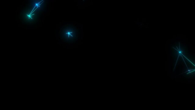 Sparkling connections of optical cables. Bright flashes where blue neon lines connect. 4K. A seamless loop.