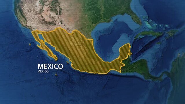 Drawing the borders of the state of Mexico on the map. Approaching from outer space