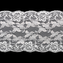 white floral lace isolated on black background