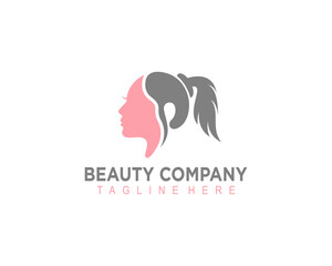 beauty woman logo design template with element simple concept