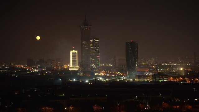 The full moon, which is rarely seen over the night city of Baku