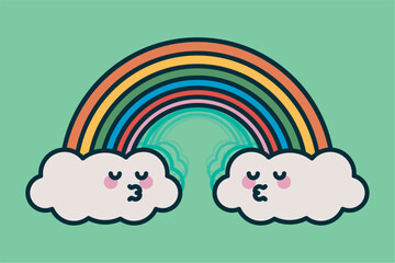 rainbow climate retro style