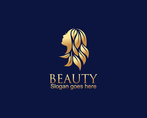 Natural gold woman logo template