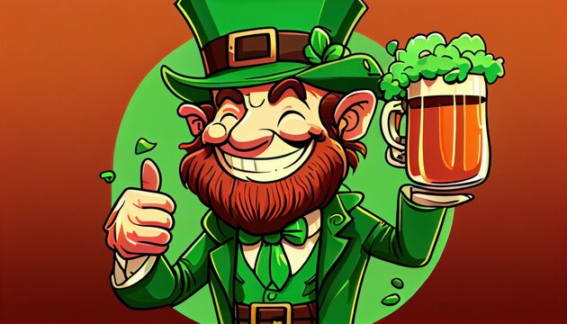 Saint Patrick’s day celebration. Cartoon flat illustration of happy man celebrating St Patricks day. 