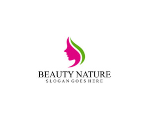 Natural woman logo template design, Beauty logo with modern design
