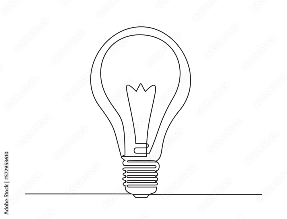 Poster light bulb line art illustration vector.continuous light bulb line design