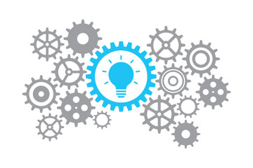 Business gear concept with light bulb sign