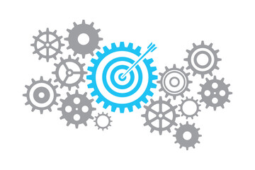 Business gear concept with target sign