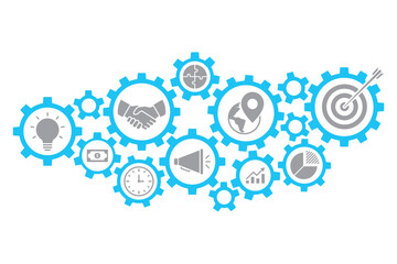 Gear and business icons. Business mechanism concept