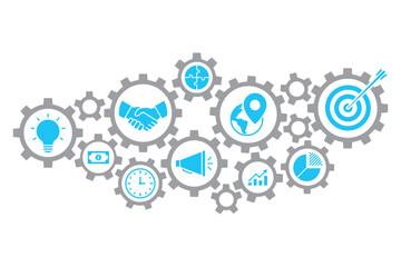 Gear and business icons. Business mechanism concept