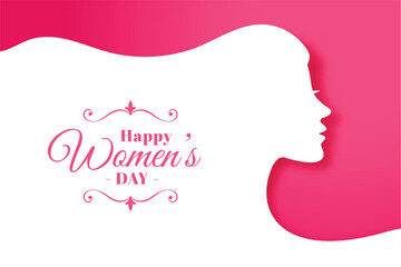 creative women's day wishes banner with paper cut style lady face