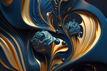 Abstract blue background. Marble texture. Generative AI