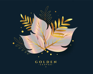 elegant golden leaves with holographic effect graphic design