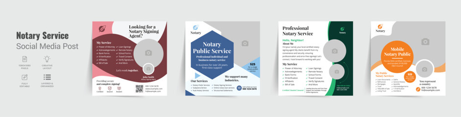 Notary service social media post and web banner templates