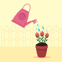 water sprinkler with houseplant