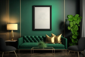 Contemporary Luxury Apartment Mockup Poster Frame with Modern Interior Design. Ai generative