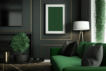 Contemporary Luxury Apartment Mockup Poster Frame with Modern Interior Design. Ai generative